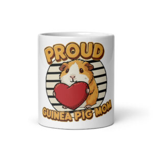 Witte glanzende mok Proud Guinea Pig Mom (Orange & White)