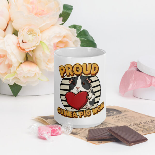Witte glanzende mok Proud Guinea Pig Mom (Black and white) - Afbeelding 6