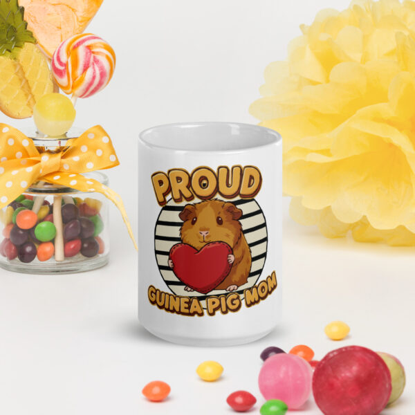 Witte glanzende mok Proud Guinea Pig Mom (Brown) - Afbeelding 6