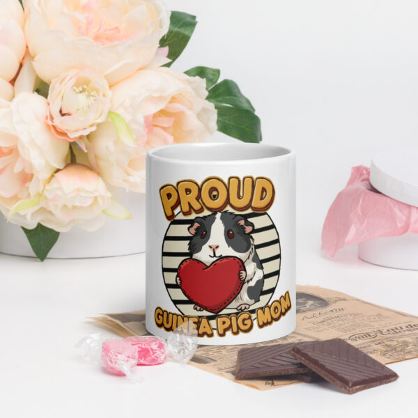 Witte glanzende mok Proud Guinea Pig Mom (Black and white) - Afbeelding 9