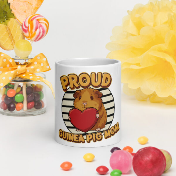 Witte glanzende mok Proud Guinea Pig Mom (Brown) - Afbeelding 9
